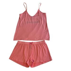 Rhinestone bebe Logo Tank Top & Shorts Pajama Set